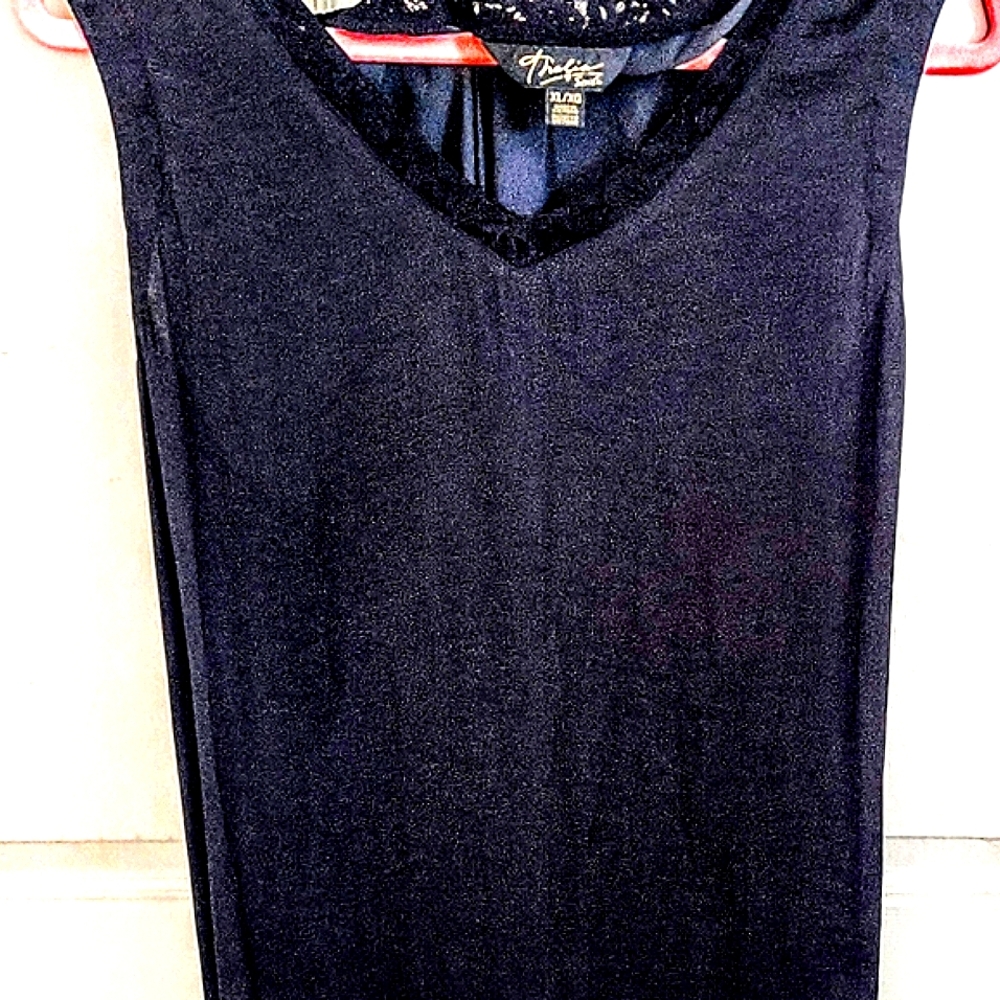 Womens XL Black Lace Witchy Goth Grunge Cami Y2K Top